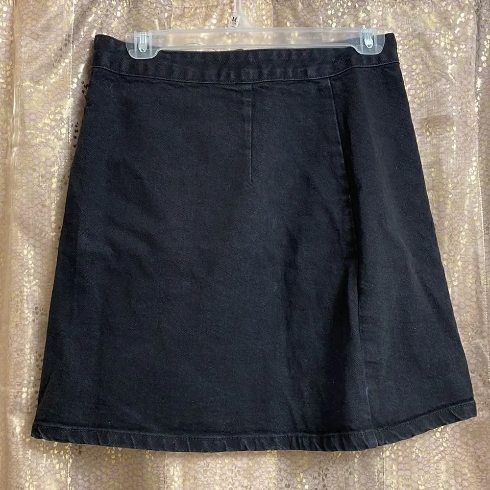 ASOS black button down jean mini skirt, size 6 TALL NWT